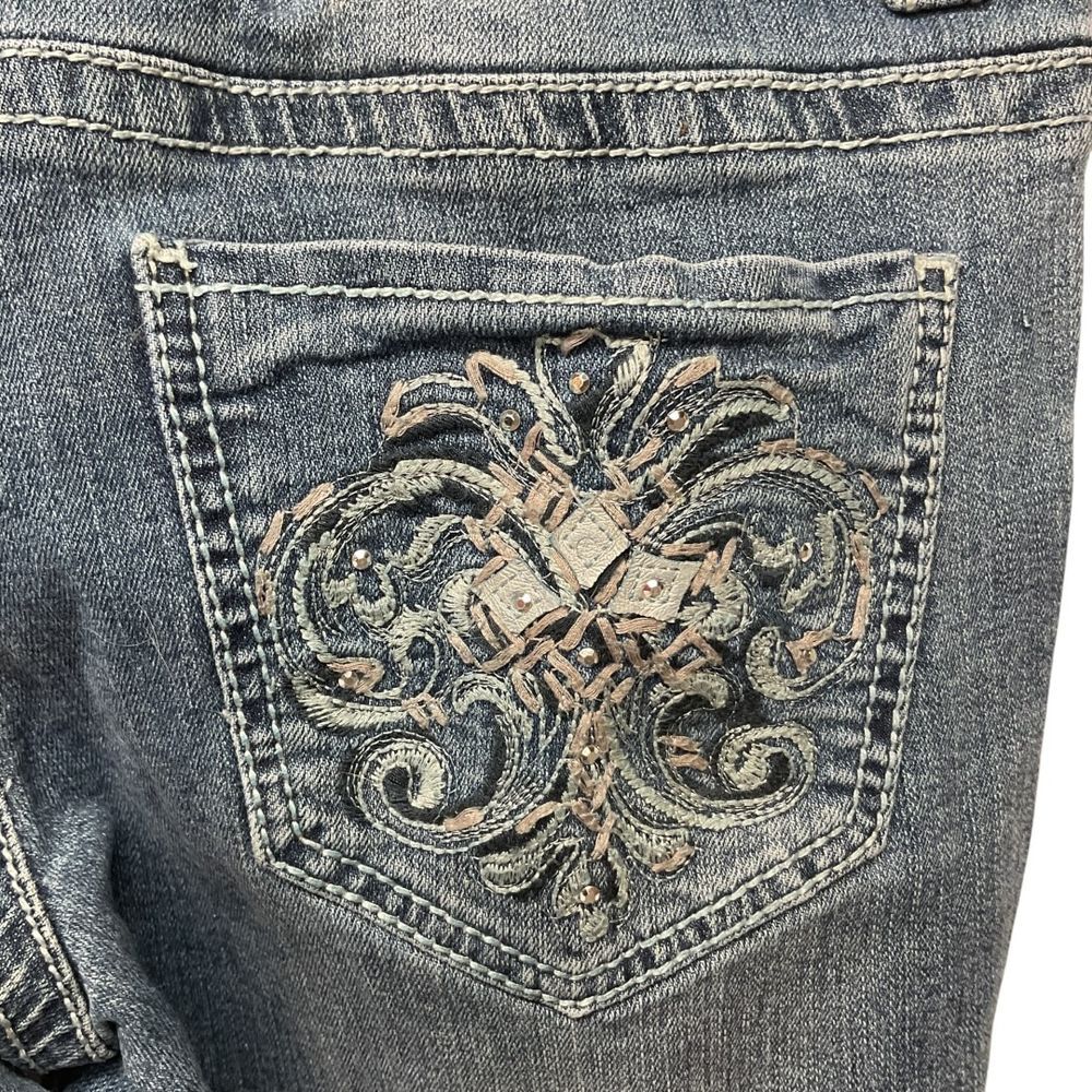 Paisley Sky‎ Bootcut Jeans Sz 12 Embroidered Back Pockets Medium Wash Classic